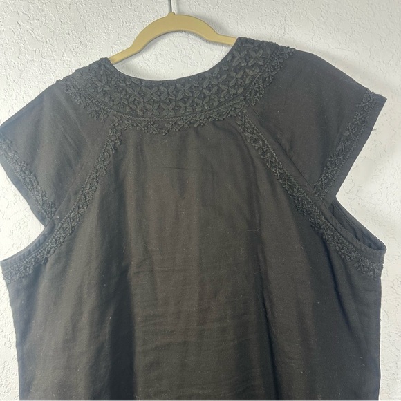 Roller Rabbit Faith Embroidered Cotton Black Dress Size XL Cap Sleeves - Picture 7 of 8
